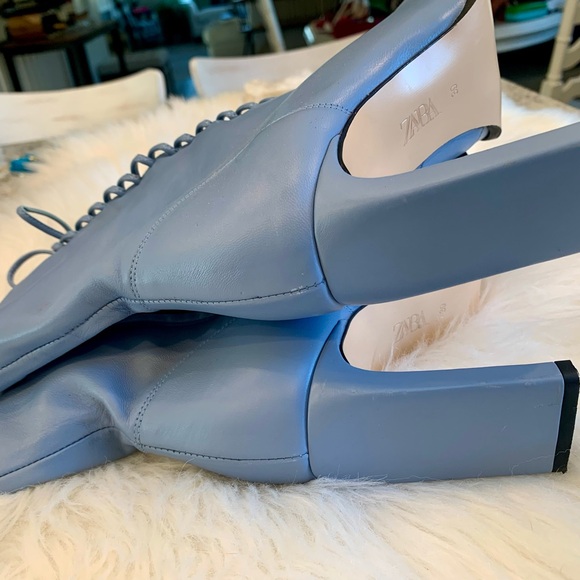 Zara Lace-Up Ankle Boots Blue - 39 - Picture 5 of 9